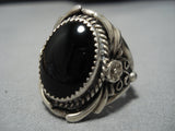 Huge Vintage Navajo Detailed Black Stone Sterling Silver Native American Ring-Nativo Arts