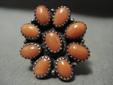 Huge Vintage Navajo 'Domed Coral' Native American Jewelry Silver Ring-Nativo Arts