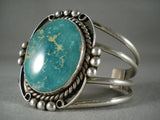Huge Vintage Navajo 'Domed Turquoise' Native American Jewelry Silver Bracelet-Nativo Arts