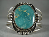 Huge Vintage Navajo 'Domed Turquoise' Native American Jewelry Silver Bracelet-Nativo Arts