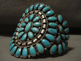 Huge Vintage Navajo 'Fat Turquoise' Native American Jewelry Silver Bracelet Cuff-Nativo Arts