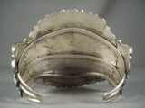 Huge Vintage Navajo 'Fat Turquoise' Wave Native American Jewelry Silver Bracelet Old-Nativo Arts
