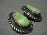 Huge Vintage Navajo Gaspeite Native American Jewelry Silver Earrings Old-Nativo Arts