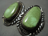 Huge Vintage Navajo Gaspeite Native American Jewelry Silver Earrings Old-Nativo Arts