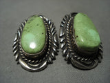 Huge Vintage Navajo Gaspeite Native American Jewelry Silver Earrings Old-Nativo Arts