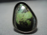 Huge!! Vintage Navajo Gaspeite Sterling Silver Native American Jewelry Ring Old-Nativo Arts