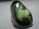 Huge!! Vintage Navajo Gaspeite Sterling Silver Native American Jewelry Ring Old-Nativo Arts