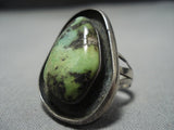 Huge!! Vintage Navajo Gaspeite Sterling Silver Native American Jewelry Ring Old-Nativo Arts