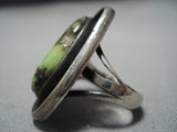 Huge!! Vintage Navajo Gaspeite Sterling Silver Native American Jewelry Ring Old-Nativo Arts