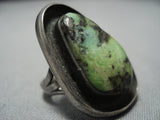 Huge!! Vintage Navajo Gaspeite Sterling Silver Native American Jewelry Ring Old-Nativo Arts