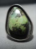 Huge!! Vintage Navajo Gaspeite Sterling Silver Native American Jewelry Ring Old-Nativo Arts