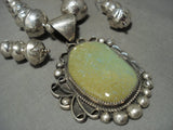 Huge Vintage Navajo 'Graduating Handmade Native American Jewelry Silver Bead' Royston Turquoise Necklace-Nativo Arts