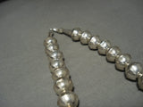 Huge Vintage Navajo 'Graduating Handmade Native American Jewelry Silver Bead' Royston Turquoise Necklace-Nativo Arts