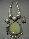 Huge Vintage Navajo 'Graduating Handmade Native American Jewelry Silver Bead' Royston Turquoise Necklace-Nativo Arts