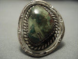 Huge Vintage Navajo Green Royston Turquoise Sterling Native American Jewelry Silver Ring Old-Nativo Arts