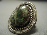 Huge Vintage Navajo Green Royston Turquoise Sterling Native American Jewelry Silver Ring Old-Nativo Arts