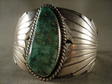 Huge Vintage Navajo Green Turquoise Native American Jewelry Silver Bracelet Old-Nativo Arts