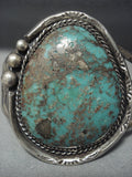 Huge!! Vintage Navajo Green Turquoise Sterling Native American Jewelry Silver Bracelet-Nativo Arts