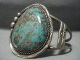 Huge!! Vintage Navajo Green Turquoise Sterling Native American Jewelry Silver Bracelet-Nativo Arts