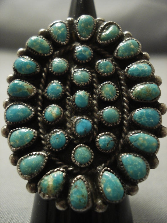 Huge! Vintage Navajo Green Turquoise Sterling Native American Jewelry Silver Ring Old-Nativo Arts