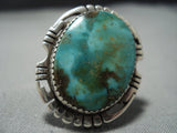 Huge!! Vintage Navajo Green Turquoise Sterling Silver Ring-Nativo Arts