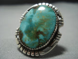 Huge!! Vintage Navajo Green Turquoise Sterling Silver Ring-Nativo Arts