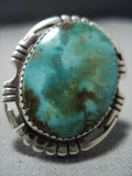 Huge!! Vintage Navajo Green Turquoise Sterling Silver Ring-Nativo Arts