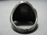 Huge Vintage Navajo Hachita Turquoise Sterling Silver Ring-Nativo Arts