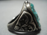 Huge Vintage Navajo Hachita Turquoise Sterling Silver Ring-Nativo Arts