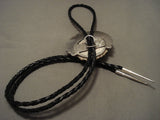 Huge Vintage Navajo 'Hand Carved Owl' Turquoise Native American Jewelry Silver Bolo Tie-Nativo Arts