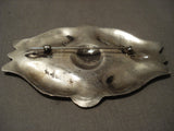 Huge Vintage Navajo Hand Hammered Native American Jewelry Silver Pin-Nativo Arts