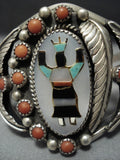 Huge Vintage Navajo Kachina Turquoise Sterling Silver Native American Jewelry Bracelet-Nativo Arts