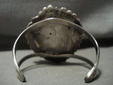 Huge Vintage Navajo King's Manassa Turquoise Native American Jewelry Silver Leaf Bracelet Old-Nativo Arts