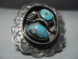 Huge Vintage Navajo Morenci Turquoise Sterling Native American Jewelry Silver Ring-Nativo Arts