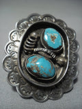 Huge Vintage Navajo Morenci Turquoise Sterling Native American Jewelry Silver Ring-Nativo Arts