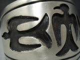 Huge!! Vintage Navajo Native American Jewelry jewelry Hand Carved Birds Sterling Silver Bracelet Old-Nativo Arts