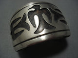 Huge!! Vintage Navajo Native American Jewelry jewelry Hand Carved Birds Sterling Silver Bracelet Old-Nativo Arts