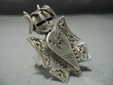 Huge!! Vintage Navajo Native American Jewelry jewelry Hand Cavred Sterling Silver Kachina Ring-Nativo Arts