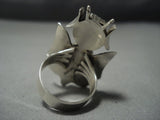 Huge!! Vintage Navajo Native American Jewelry jewelry Hand Cavred Sterling Silver Kachina Ring-Nativo Arts