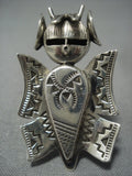 Huge!! Vintage Navajo Native American Jewelry jewelry Hand Cavred Sterling Silver Kachina Ring-Nativo Arts