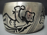 Huge Vintage Navajo Native American Jewelry jewelry Sterling Silver Dancing Mudhead Bracelet Old-Nativo Arts