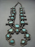 Huge!! Vintage Navajo Native American Jewelry jewelry Turquoise Sterling Silver Squash Blossom Necklace Old-Nativo Arts