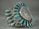 Huge Vintage Navajo Native American Jewelry Silver Coin Turquoise Bracelet-Nativo Arts