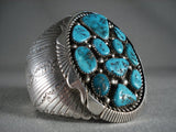 Huge Vintage Navajo 'Native American Jewelry Silver Sheild' Turquoise Nugget Bracelet Old-Nativo Arts