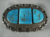 Huge Vintage Navajo Natural Turquoise Native American Jewelry Silver Buckle Old-Nativo Arts