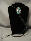 Huge Vintage Navajo Number 8 Turquoise Native American Jewelry Silver Bolo Tie-Nativo Arts