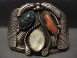 Huge Vintage Navajo Old Bisbee Turquoise Native American Jewelry Silver Bracelet-Nativo Arts