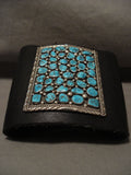 Huge Vintage Navajo Old Kingman Turquoise Native American Jewelry Silver Ketoh Bracelet Old-Nativo Arts