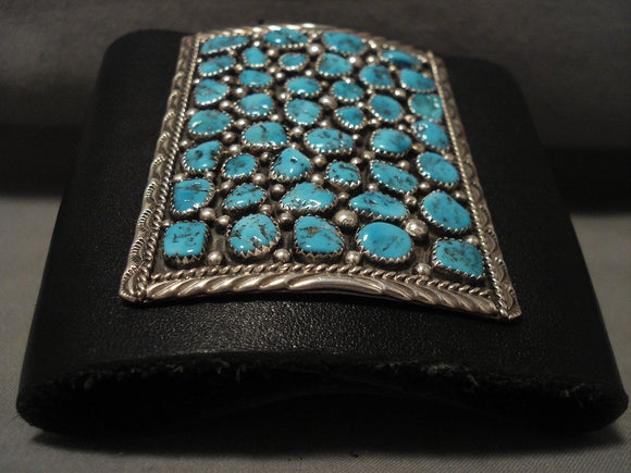 Huge Vintage Navajo Old Kingman Turquoise Native American Jewelry Silver Ketoh Bracelet Old-Nativo Arts