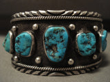 Huge Vintage Navajo Old Kinmgan Turquoise Native American Jewelry Silver Bracelet-Nativo Arts